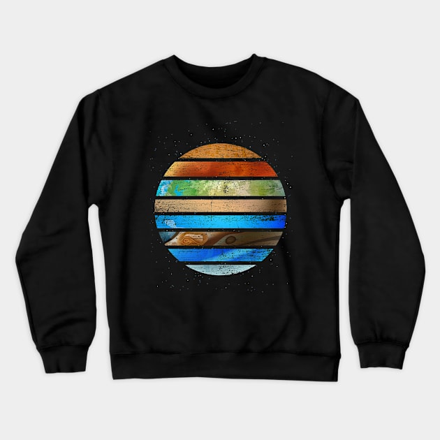 Retro Planets Grunge Astronomy Crewneck Sweatshirt by ShirtsShirtsndmoreShirts